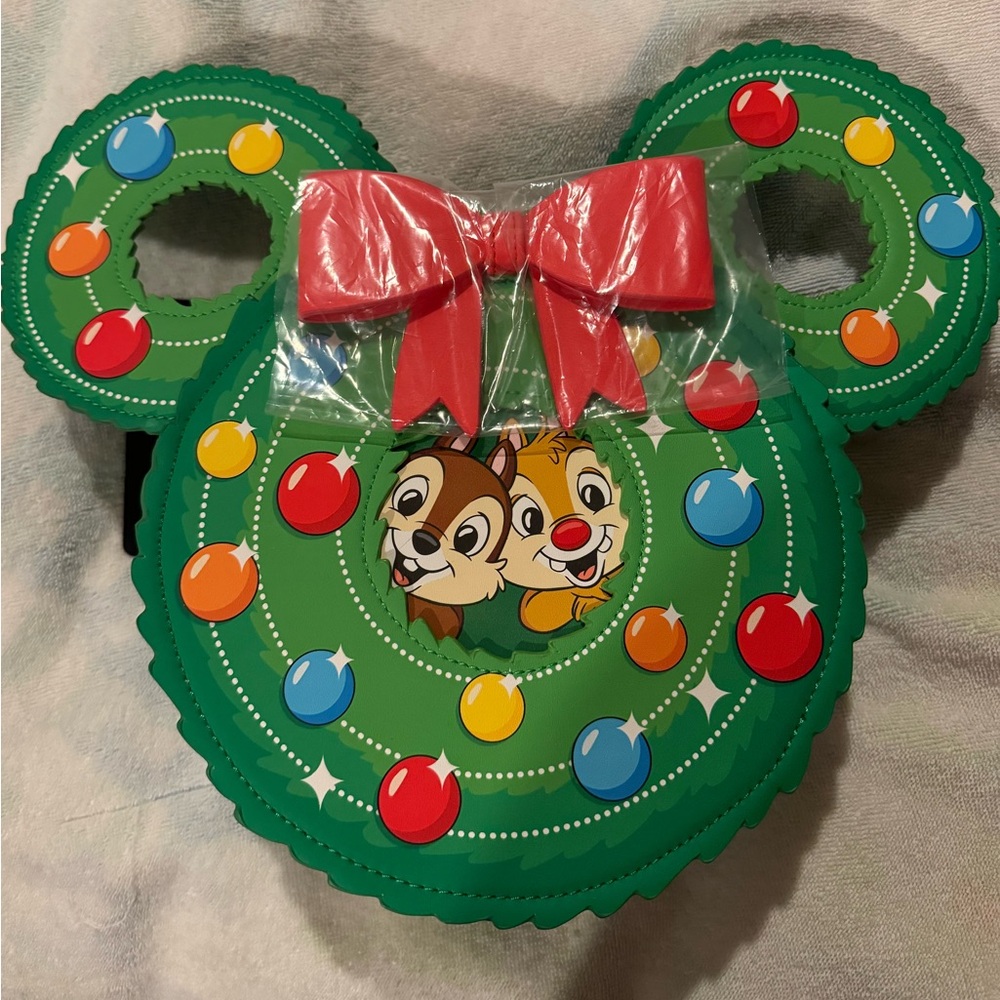 Disney Loungfly holiday wreath cross body bag